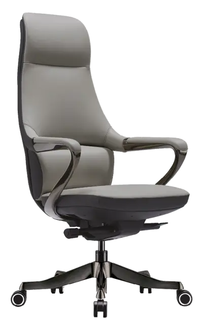 REYA, židle kancelářská, titan kříž, světle šedá kůže/antracit PU